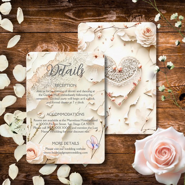 Tarjeta De Recepción Ivory Lace Floral Romantic Spring Garden Wedding (Subido por el creador)