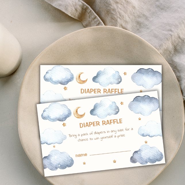 Tarjeta De Recepción Ivory Moon Stars Twinkle Diaper Raffle Baby Shower (Ivory Moon Stars Twinkle Diaper Raffle Baby Shower Enclosure Card)