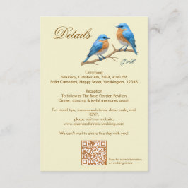 Tarjeta De Recepción Ivory Pastel Lovebirds Romantic Bluebirds Boda