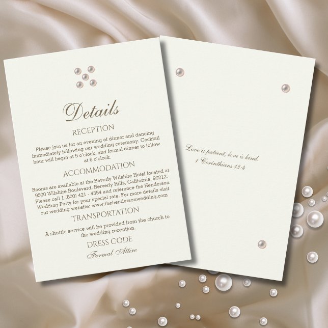 Tarjeta De Recepción Ivory Pearl Christian Wedding Details  (Subido por el creador)