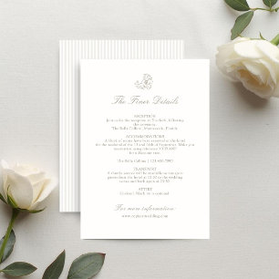 Tarjeta De Recepción Ivory & Sand Detalles de Boda Floral a Rayas