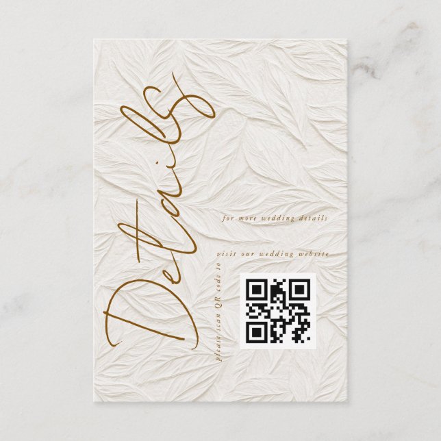 Tarjeta De Recepción Ivory Simple QR code Wedding Details  (Anverso)