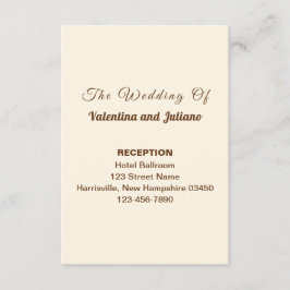 Tarjeta De Recepción Ivory Wedding Reception Portrait Enclosure Card