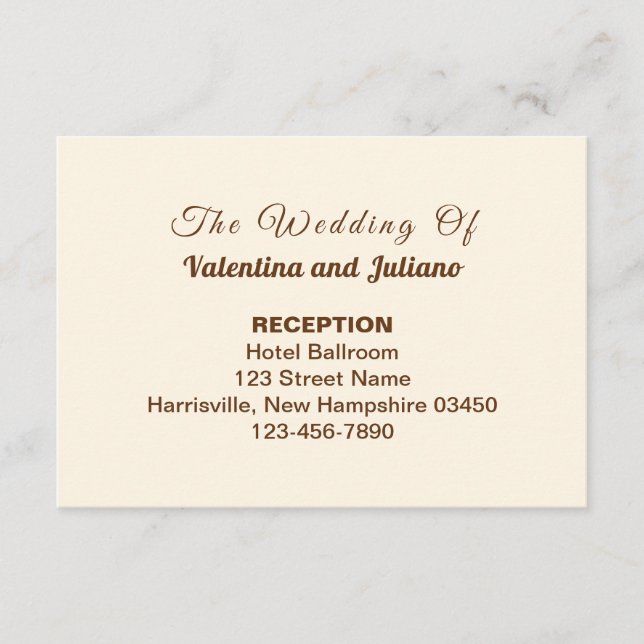 Tarjeta De Recepción Ivory with Brown Typography Wedding Reception (Anverso)