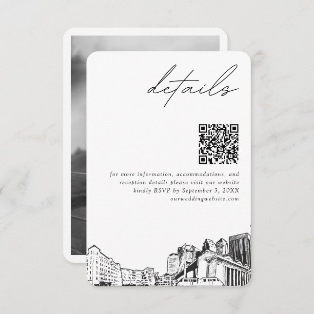 Tarjeta De Recepción Jacksonville Boda Detalles del código QR pequeño (Anverso / Reverso)