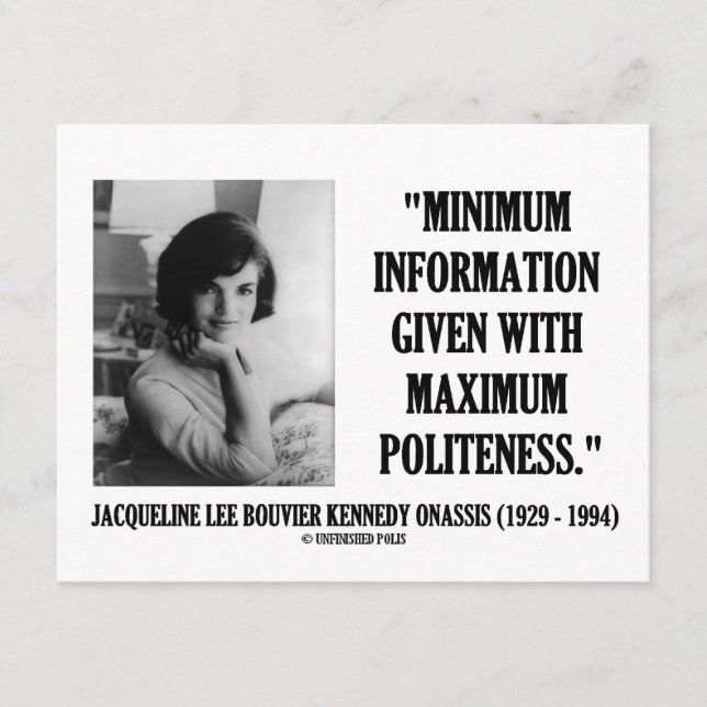 Tarjeta De Recepción Jacqueline Kennedy Política de Información Mínima (Anverso)