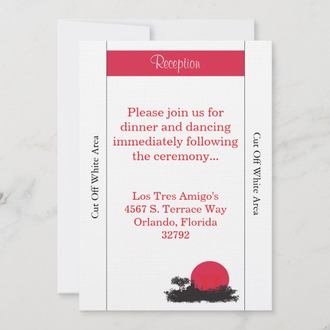 Tarjeta de recepción japonesa para boda solar emer (Anverso)