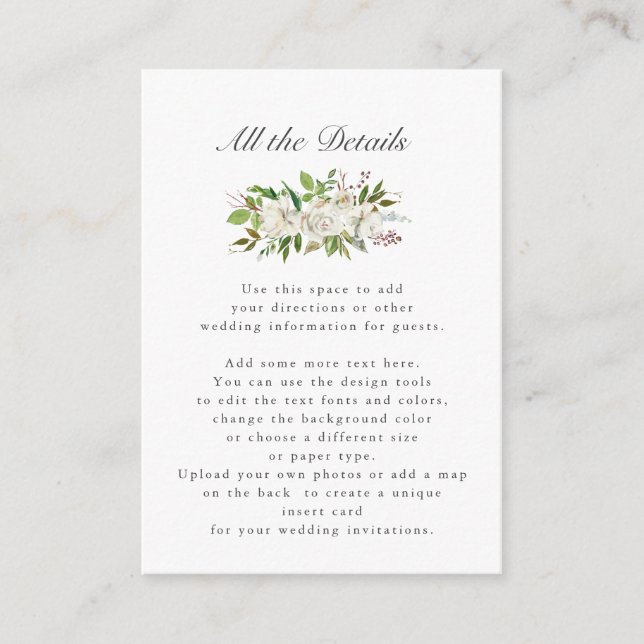 Tarjeta De Recepción Jardín Antiguo | Direcciones de detalles de BODAS  (Anverso)