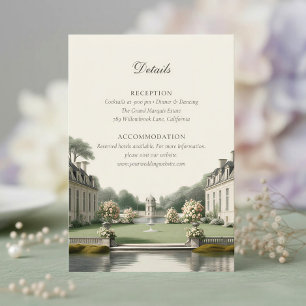 Tarjeta De Recepción Jardín Atemporal Detalle de Boda en Château Fran