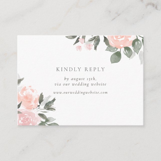 Tarjeta De Recepción Jardín Blooms RSVP por inserción de sitio web (Anverso)