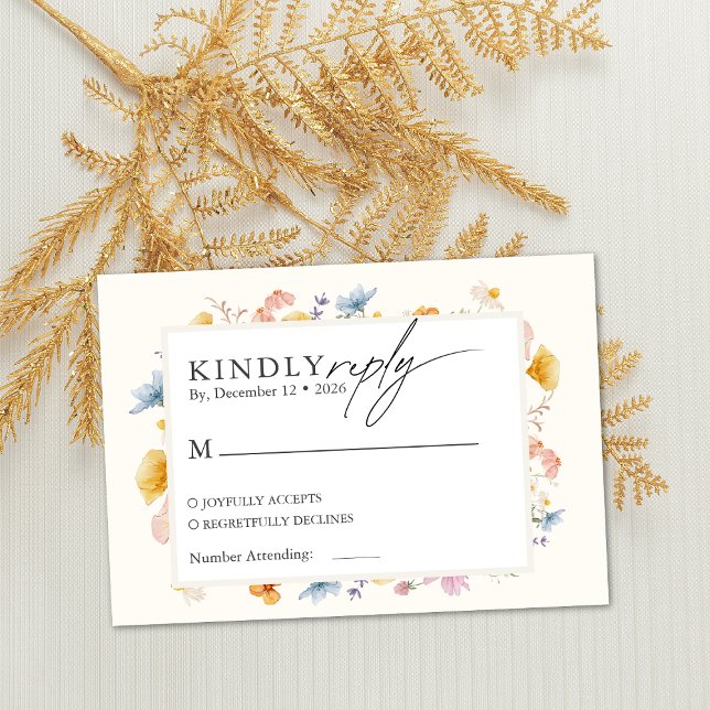 Tarjeta De Recepción Jardín Botánico de Boho Spring Wildflowers (Subido por el creador)