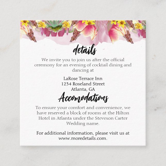 Tarjeta De Recepción Jardín Botánico Floral (Anverso)