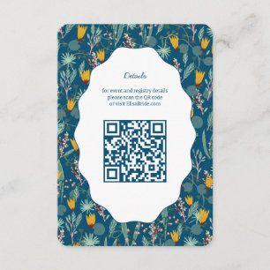 Tarjeta De Recepción Jardín de Agua Floral Bridal Shower QR PERSONALIZA