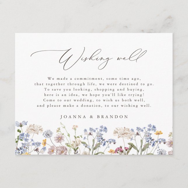 Tarjeta De Recepción Jardín de flores silvestres de primavera boho Dese (Anverso)