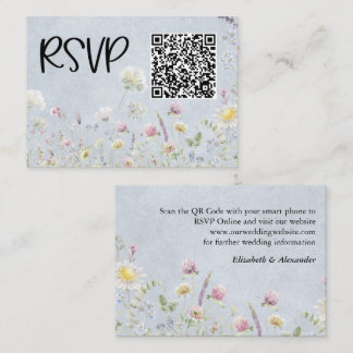 Tarjeta De Recepción Jardín de flores silvestres Piedra lavada azul RSV