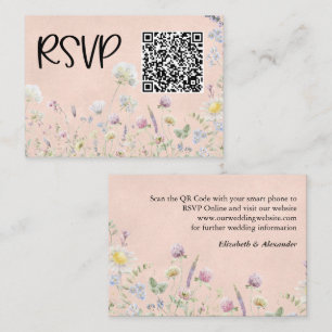 Tarjeta De Recepción Jardín de flores silvestres Stonewash Blush RSVP d