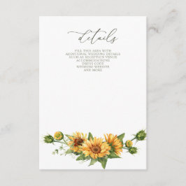 Tarjeta De Recepción Jardín de Girasoles Elegantes Florales Boda 