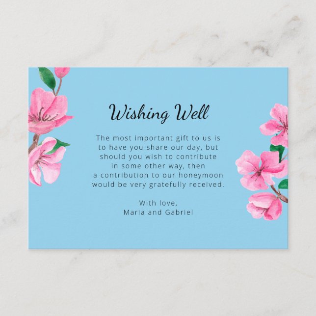 Tarjeta De Recepción Jardín de primavera Bodega deseable bien Boda de j (Anverso)