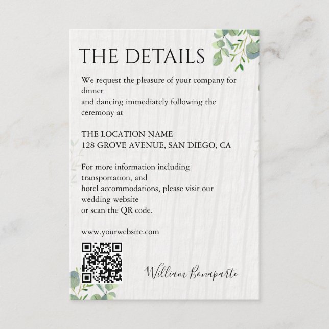 Tarjeta De Recepción Jardín de Verano Bodas Florales de Acuarela (Anverso)