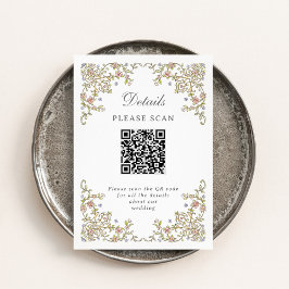 Tarjeta De Recepción Jardín de vintage | Detalles de boda con código QR