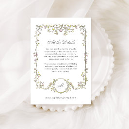 Tarjeta De Recepción Jardín de vintage | Detalles de invitado de Boda d