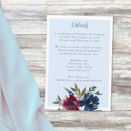 Tarjeta De Recepción Jardín encantado Luz Azul Borgoña Marina