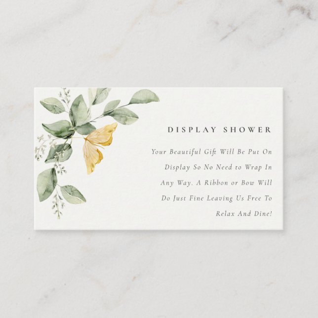 Tarjeta De Recepción Jardín Fauna Butterfly Display Shower Baby Shower (Anverso)