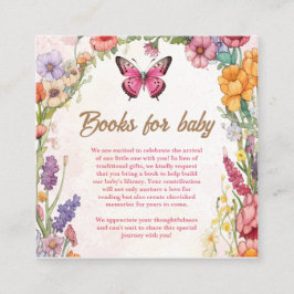Tarjeta De Recepción Jardín floral Baby Shower de mariposa rosa