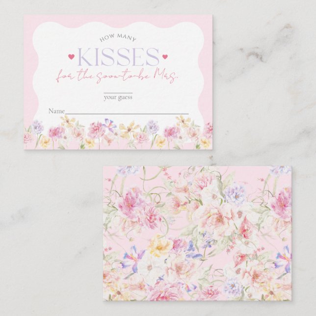 Tarjeta De Recepción Jardín Floral Wavy Moderno Bridal Ducha Besos (Anverso / Reverso)