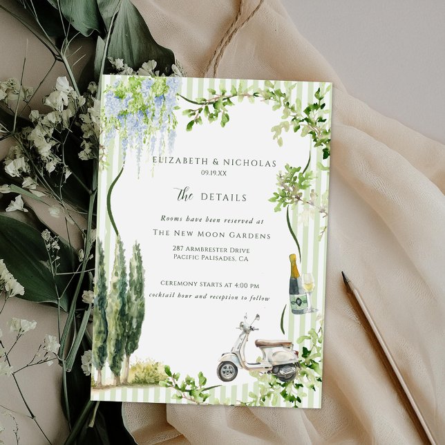 Tarjeta De Recepción Jardín italiano | Detalles del invitado del Boda (Subido por el creador)