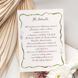 Tarjeta De Recepción Jardín Romántico Toscano Boda Floral Caprichosa