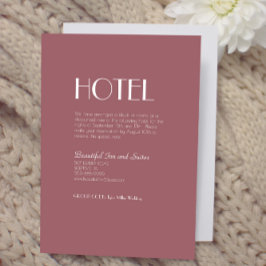 Tarjeta De Recepción Jardín Rosa | Alojamiento Rosa oscuro Boda