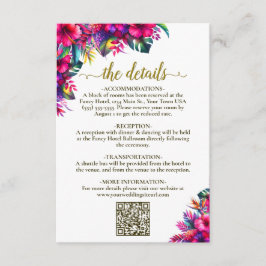 Tarjeta De Recepción Jardín tropical Hibiscus Boda Detalles Código QR