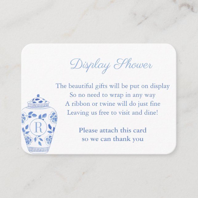 Tarjeta De Recepción Jarra de jengibre con monograma para boda y ducha (Anverso)