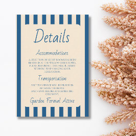 Tarjeta De Recepción Jeans Azules y Rayas Marfil Detalle Retro Minimali