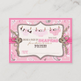 Tarjeta De Recepción Jeans de vaca y boleto de pañal Tutu Diaper Raffle