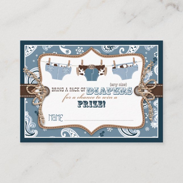 Tarjeta De Recepción Jeans de vaquero y trampas de pañal (Anverso)