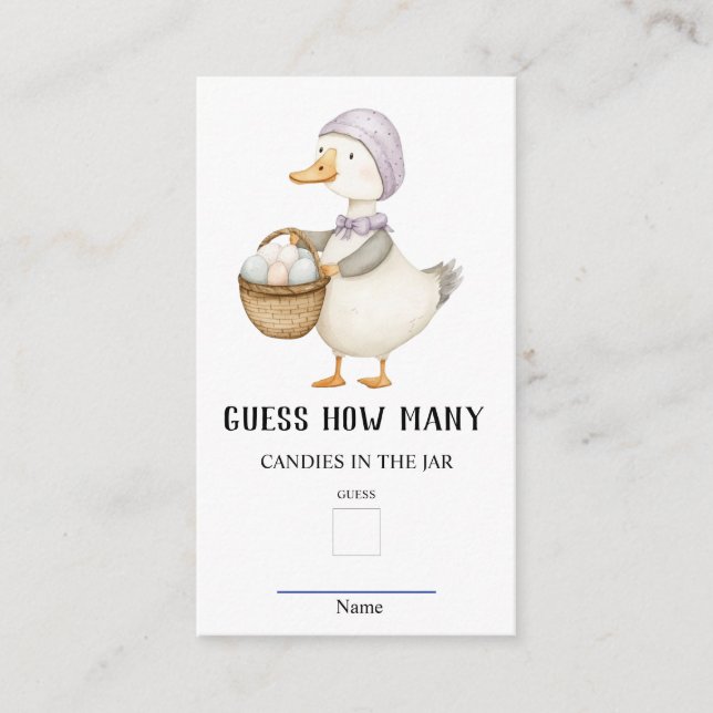 Tarjeta De Recepción Jemima PuddleDuck adivina cuántos juegos de Baby S (Anverso)