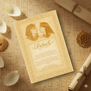 Tarjeta De Recepción Jeroglíficos Antiguos Rey & Reina Boda Egipcia