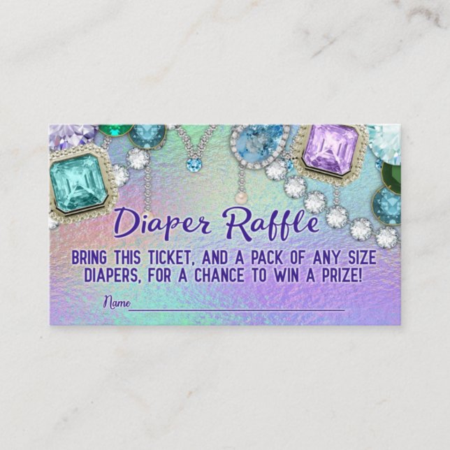 Tarjeta De Recepción Jewel Mermaid Diaper Raffle Ticket (Anverso)