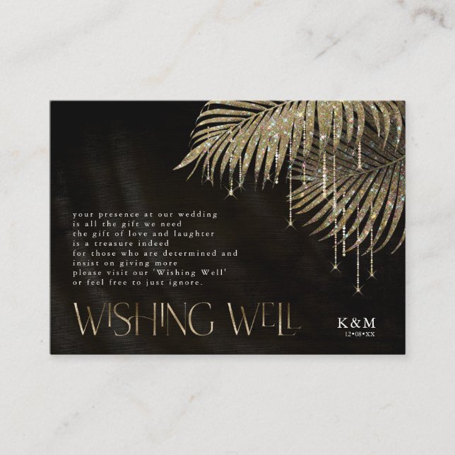 Tarjeta De Recepción Jewel Palm Leaf Wishing Well V2 Gold ID830 (Anverso)