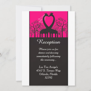 Tarjeta de Recepción Jirafa Caprichosa Rosa Fucsia