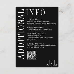 Tarjeta De Recepción Jocelyn Black Modern Boda