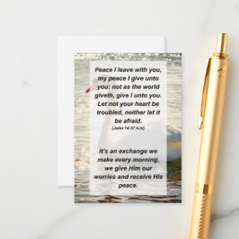 Tarjeta De Recepción John 14:27 Paz te dejo, mi paz doy