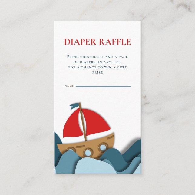 Tarjeta De Recepción Joven Náutico moderno Baby Shower Diaper Raffle (Anverso)