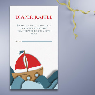 Tarjeta De Recepción Joven Náutico moderno Baby Shower Diaper Raffle