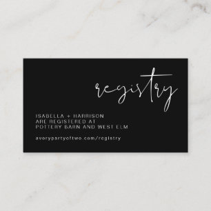 Tarjeta De Recepción JOVI Edgy Modern Minimal Registro de Bodas Negros