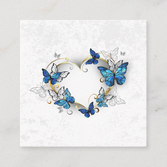 Tarjeta De Recepción Joyería Corazón con Mariposas Morpho (Anverso)