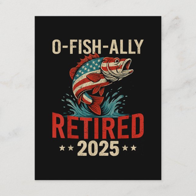 Tarjeta De Recepción Jubilación de Pescador O-Fish-Ally Retirada 2025 (Anverso)