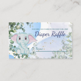 Tarjeta De Recepción Juego Cute Blue Elephant Eucalyptus Diaper Raffle